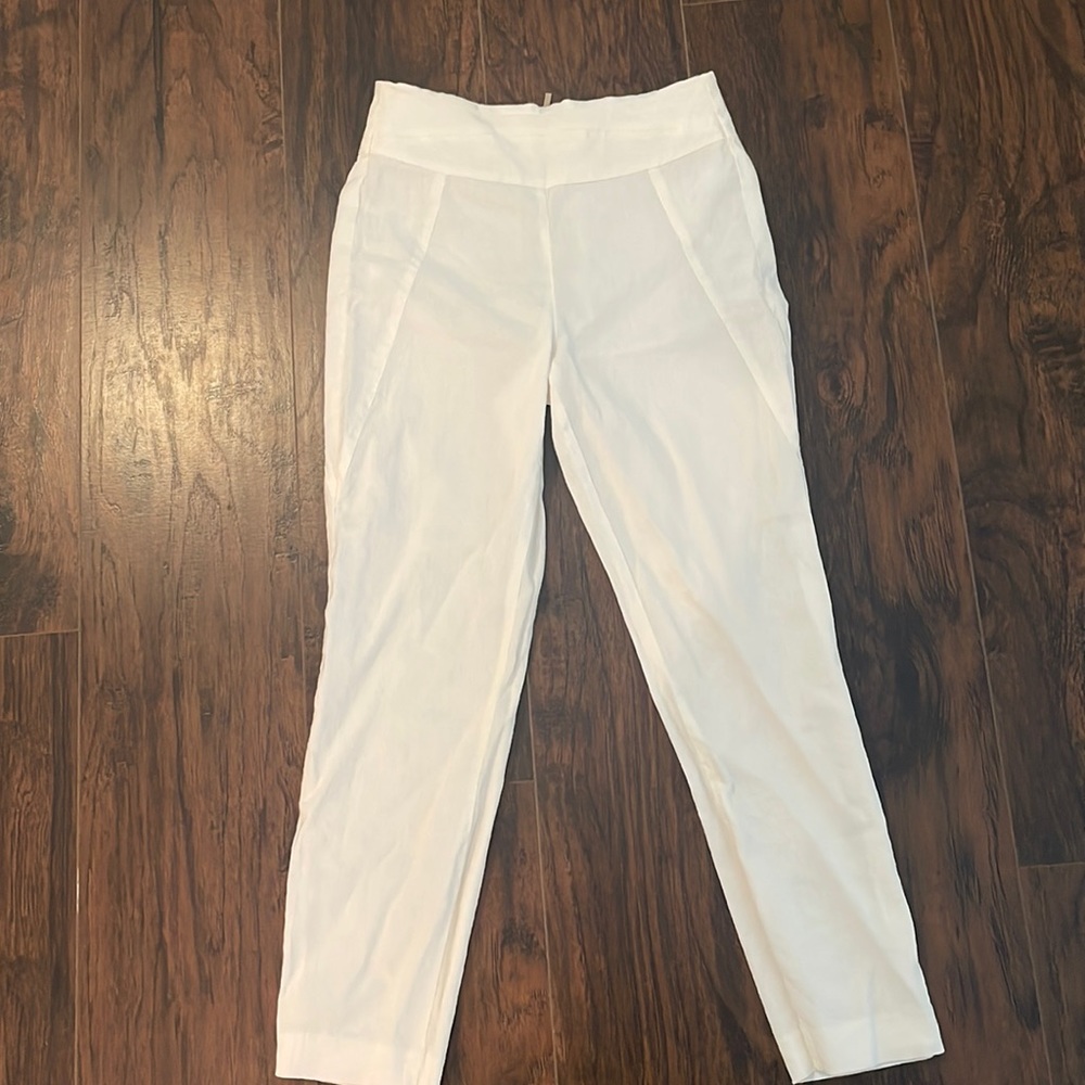 Linen white cropped pop pants